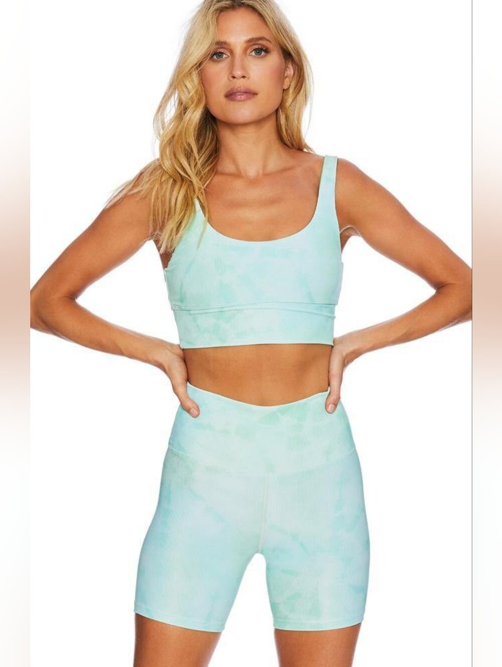 Beach Riot Mint Tie-Dye Active Set - Sports Bra & Shorts Size Small
